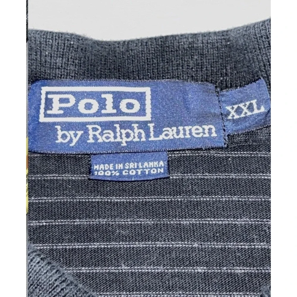 Polo By Ralph Lauren Polo Shirt Mens 2XL Black Stripe Long Sleeve Cotton Knit